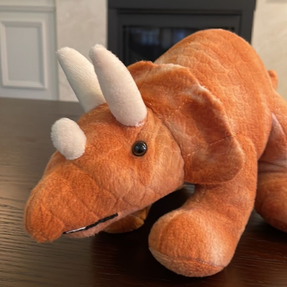 Kid Connection Plush Brown/Orange Dino 7'' Dinosaur Toy Good Condition - Picture 6 of 7